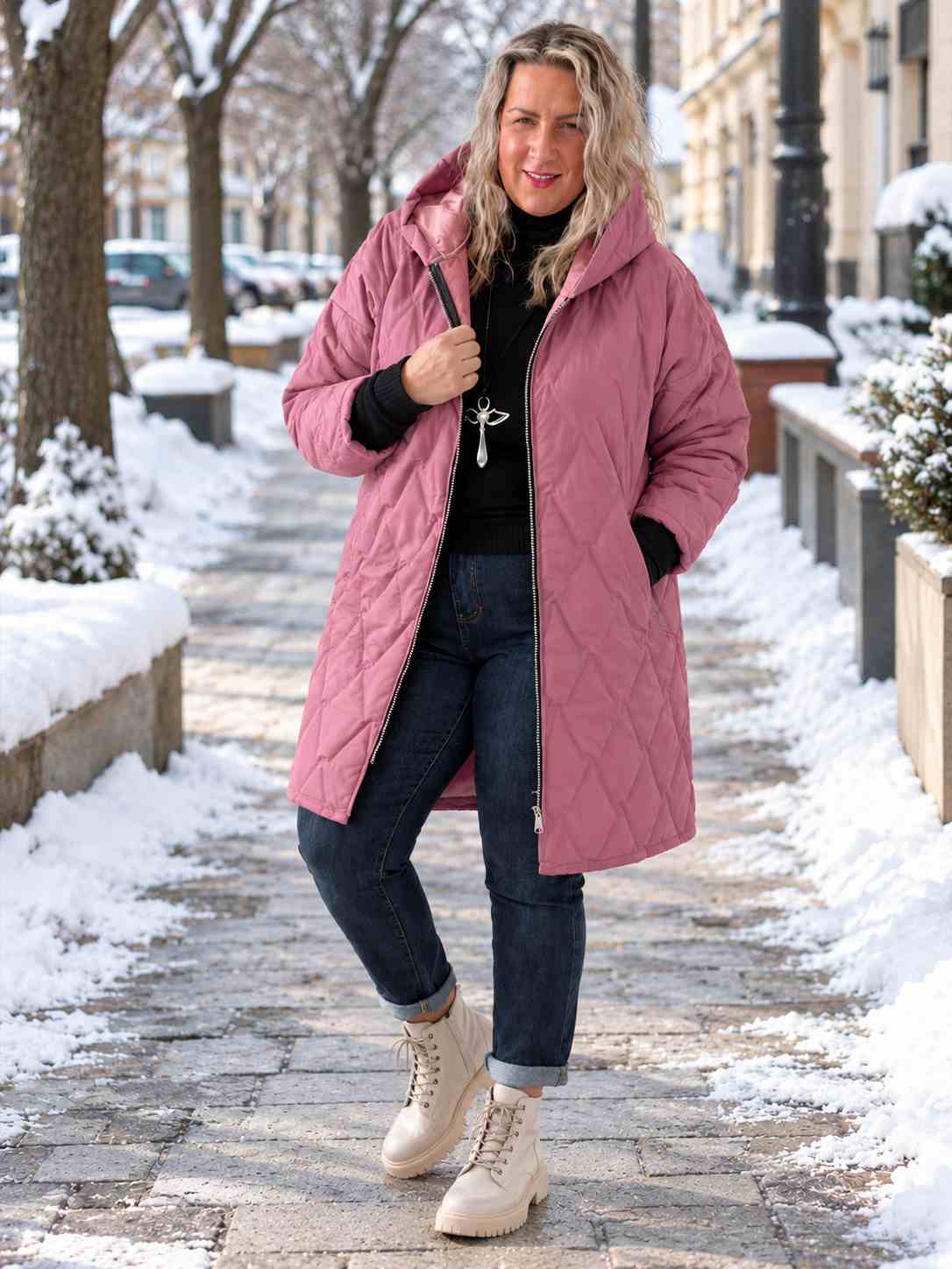 Přechodová bunda Marlen do 3XL - růžová