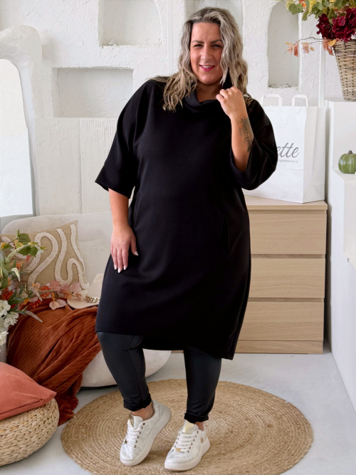 Šaty s volným límcem Ruby do 4XL - černé