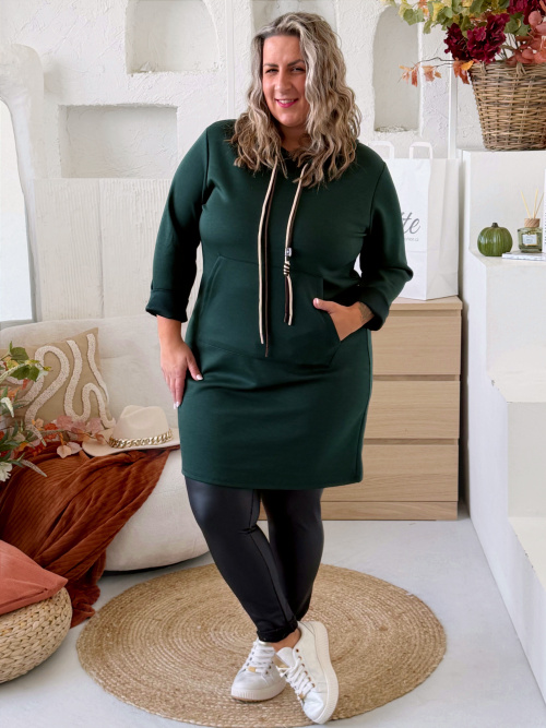 Máselkové tunikové šaty Doris do 3XL - smaragdové