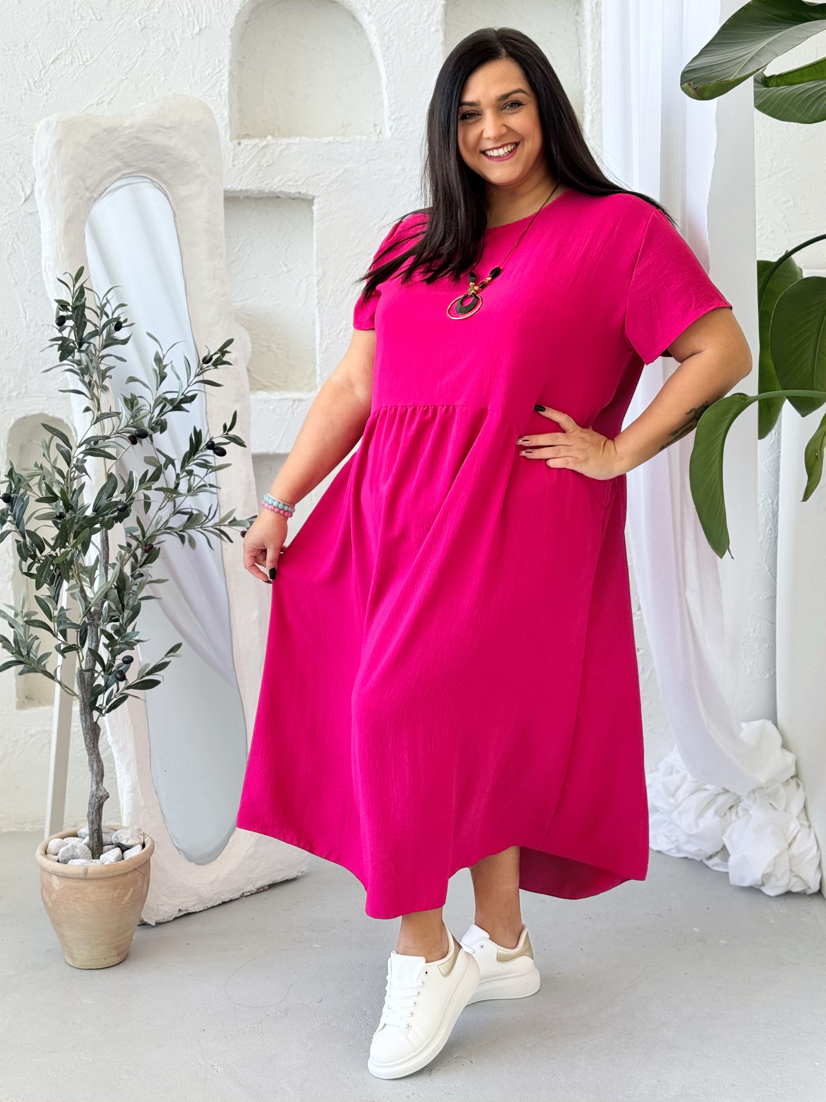 Maxi šaty Sunny Comfort do 4XL fuchsia