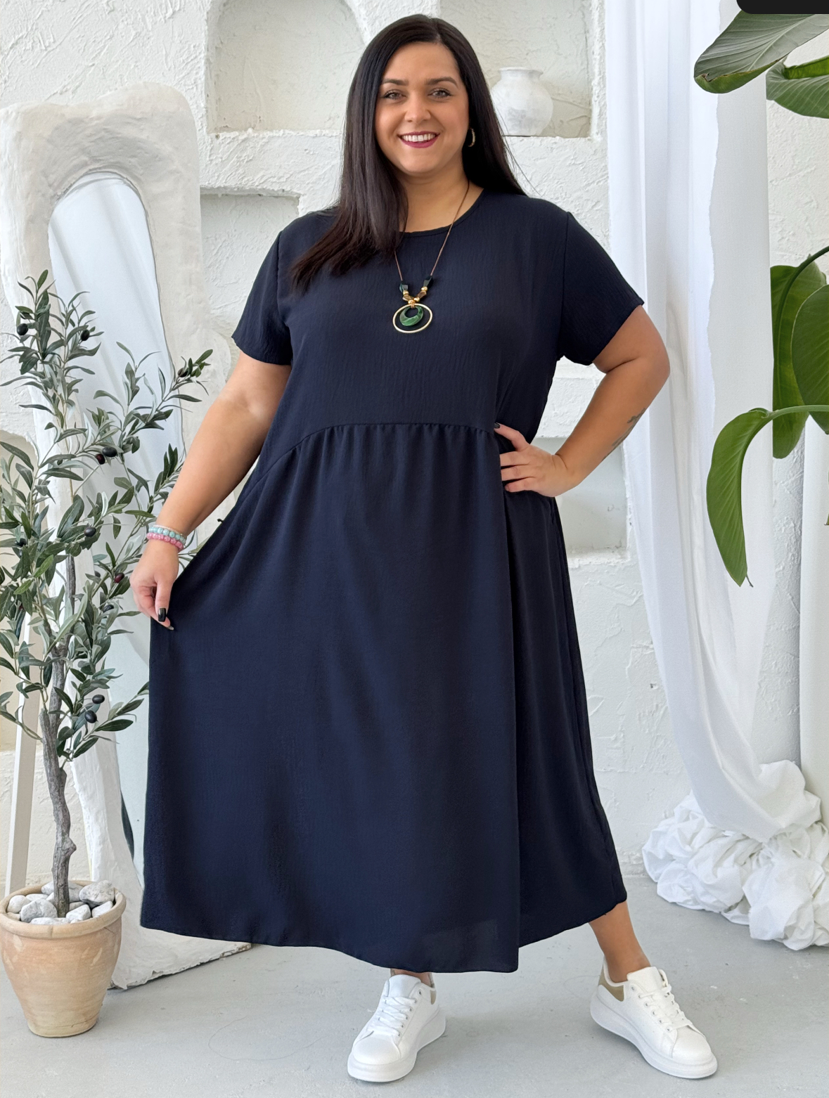 Maxi šaty Sunny Comfort do 4XL tmavě modré