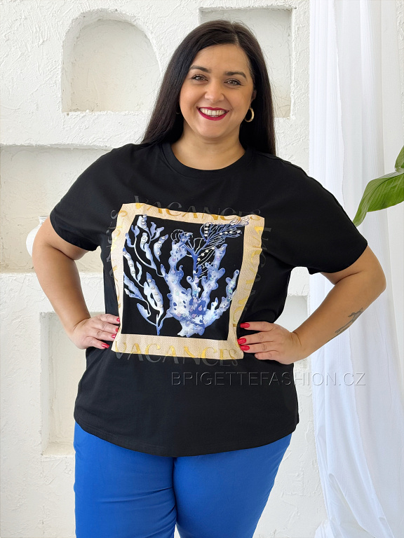Tričko Plus size "Corals Sea" černé
