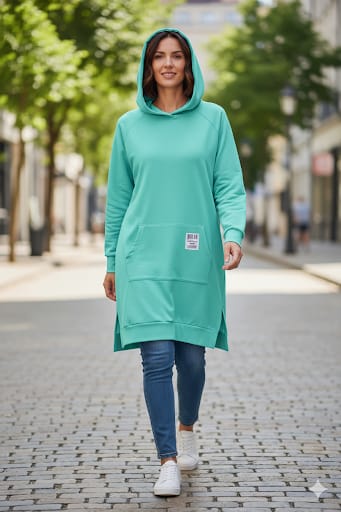 Mikinošaty s klokaní kapsou Holly - mintová