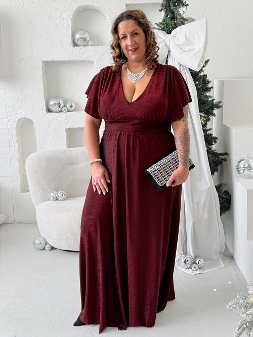 Plesové šaty Sparkle do 4XL vínové