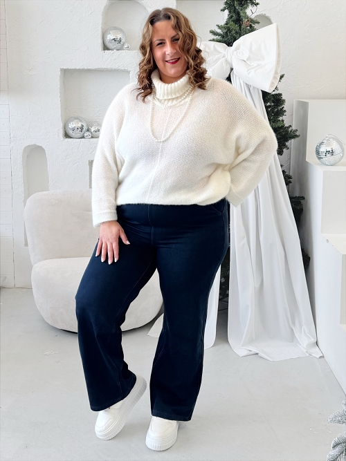 Elastické rovné džegíny Colory do 5XL - tmavě modrý denim 