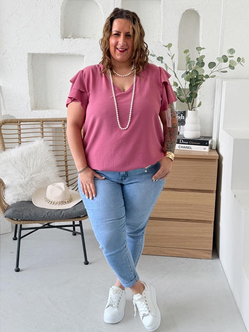 Halenkové tričko Modish do 3XL starorůžové