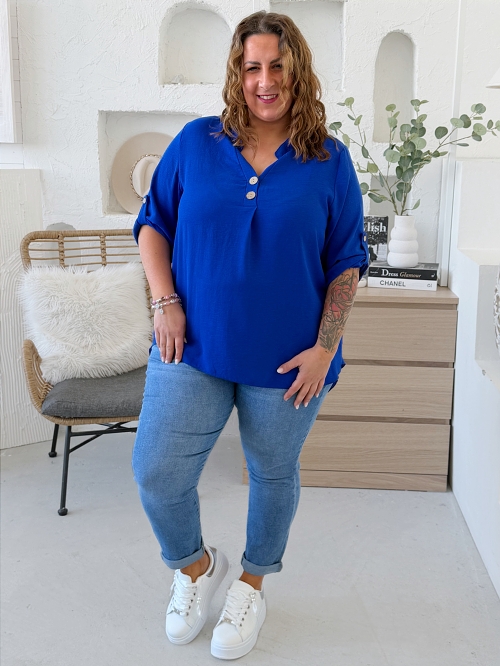 Košilová halenka Nancy do 3XL - královsky modrá 