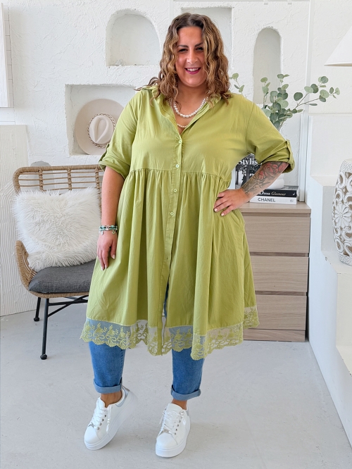 Košilové šaty Suzie do 4XL - limetka