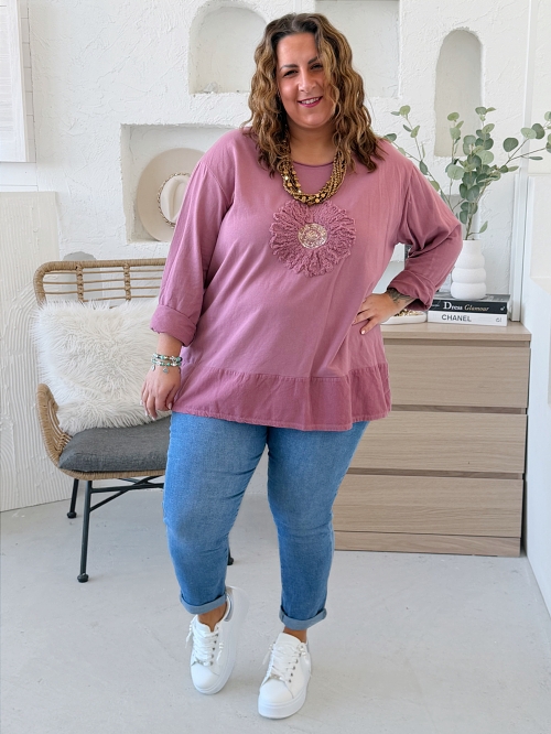 Stylové tričko Natalia do 4XL - starorůžová 