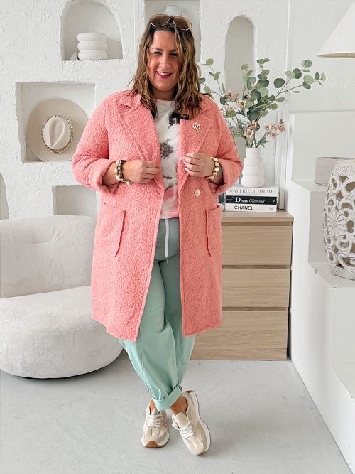 Kabát Luna Bouclé do 3XL - losos