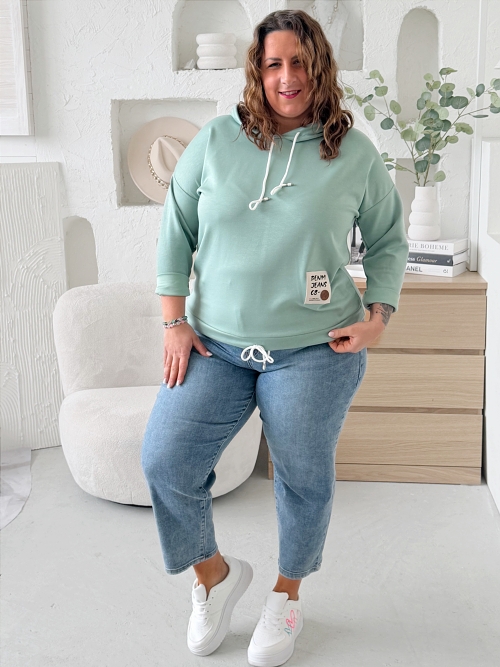 Máslová mikina Sorty Symbol do 3XL šedozelená