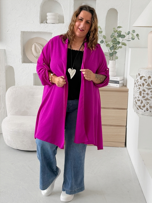 Lehounký cardigan z nemačkavého materiálu do 4XL ostružina