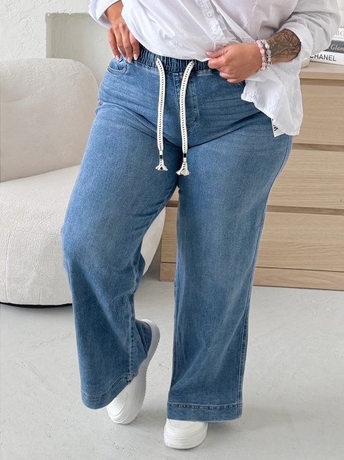 Džíny v pase na gumu Noble do 4XL