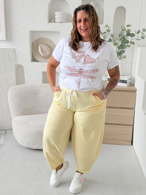Máslové barelové kalhoty Jefry do 4XL - žlutá