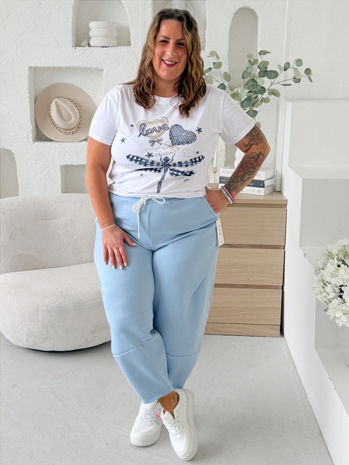 Máslové barelové kalhoty Jefry do 4XL - světle modré