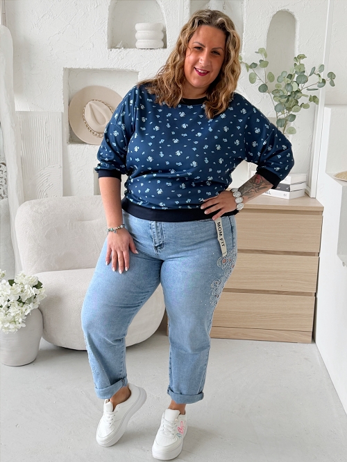 Máslová mikina Romance do 3XL -  tmavě modrá