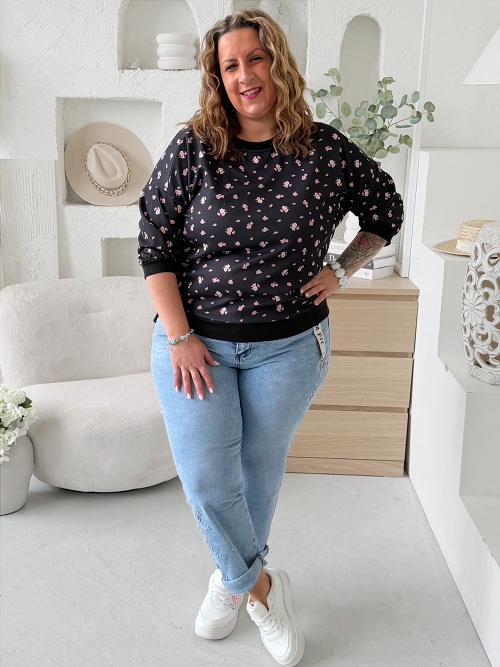 Máslová mikina Romance do 3XL - černá