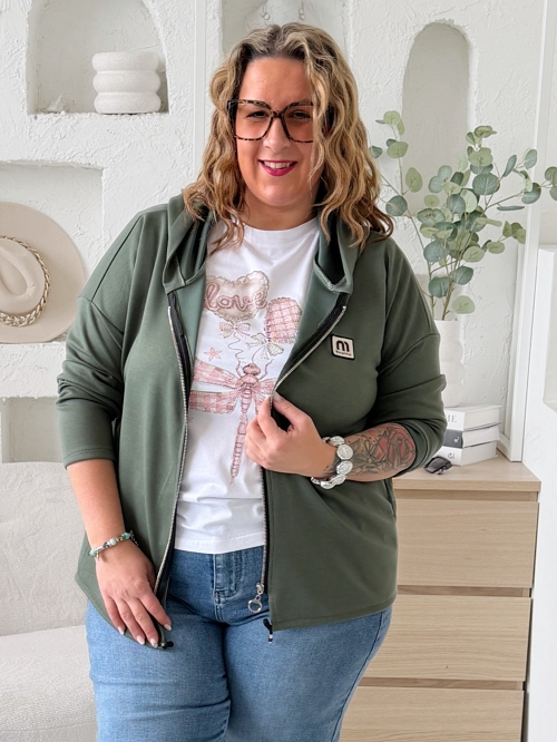 Máslová mikina na zip Jefry do 3XL - khaki