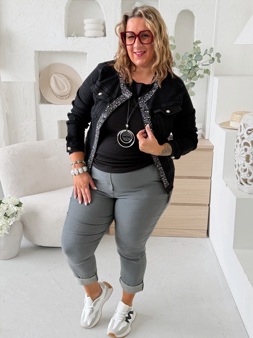 HIT!!! Superstrečové kalhoty Stella do 4XL -  (denim modré)
