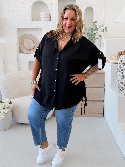 Košile s vázáním Donna do 5XL - černá
