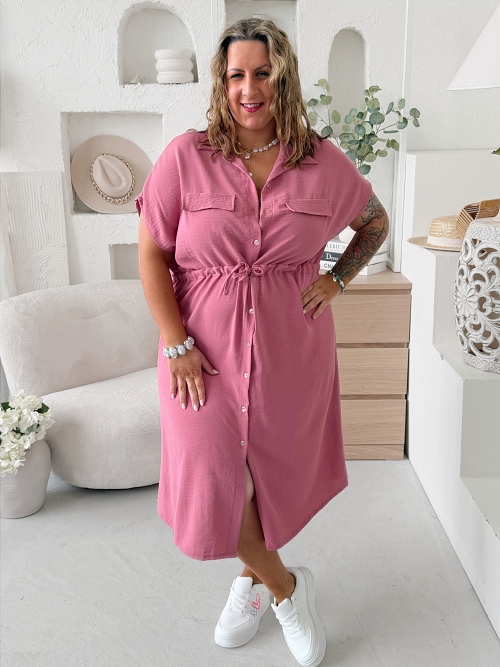 Košilové šaty Olivia do 4XL - starorůžové