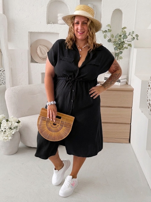 Košilové šaty Olivia do 4XL - černé