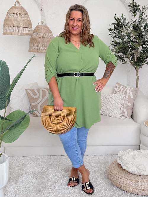 Tunikové šaty Bella do 3XL - zelenkavé