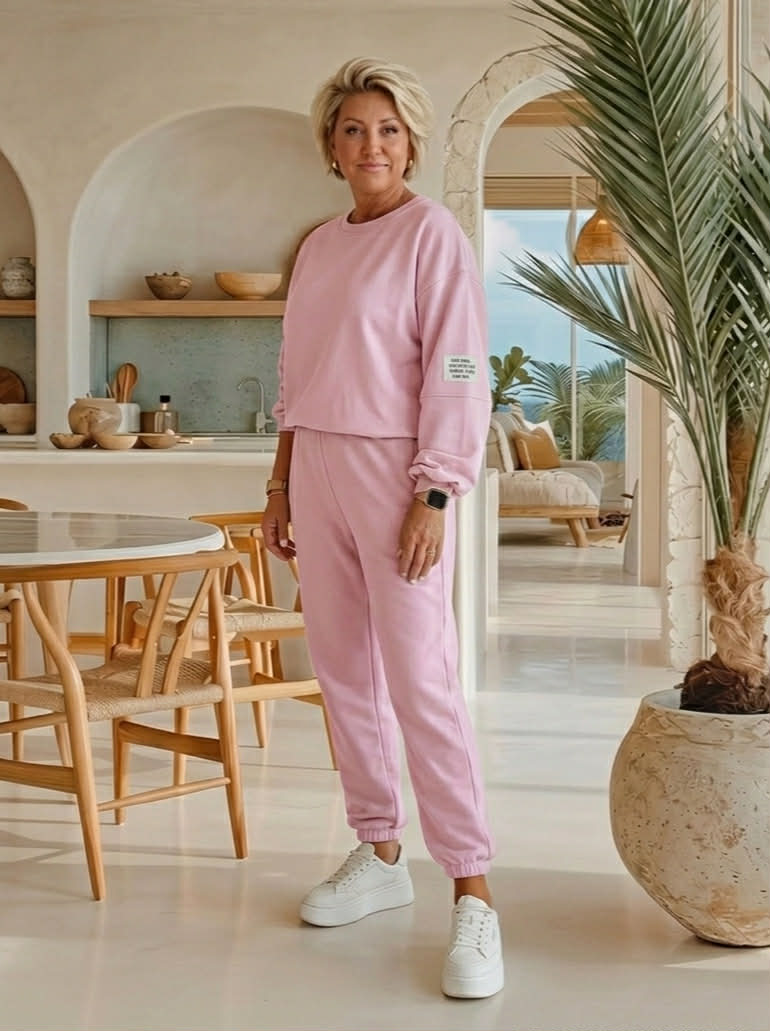 Máslová tepláková souprava Chica od S do 2XL - růžová