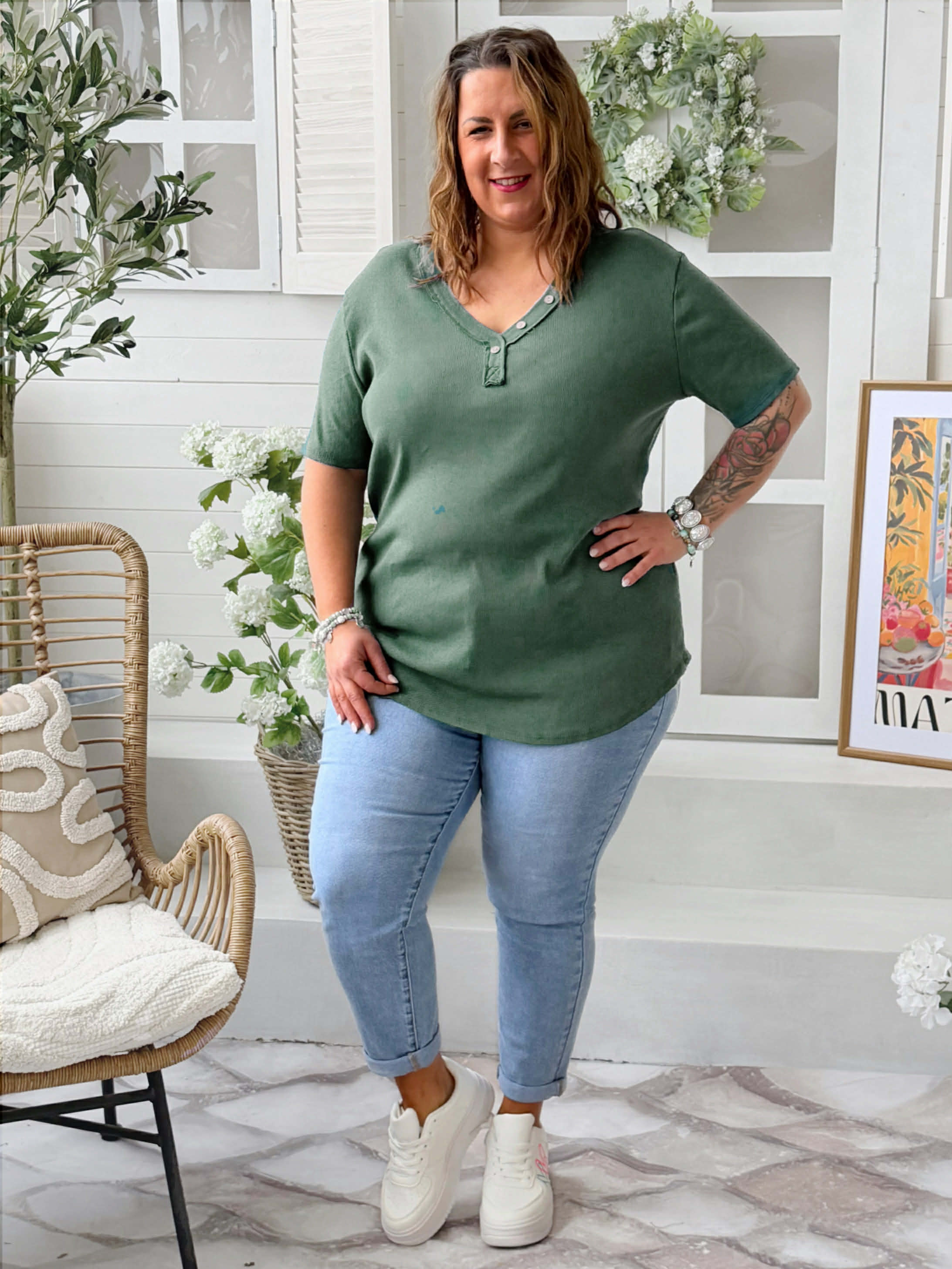 Stylové tričko Robin do 4XL - khaki