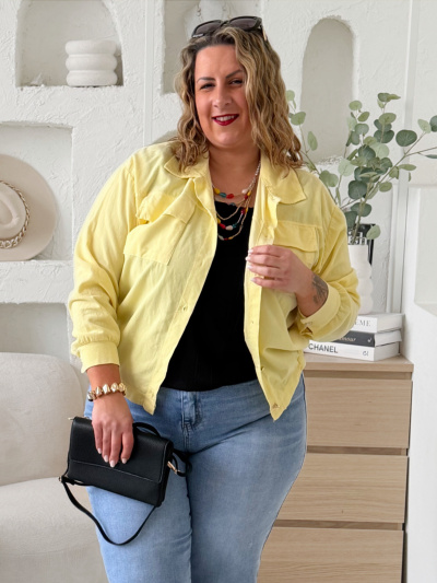 Lehká manšestrová bunda do 3XL - žlutá