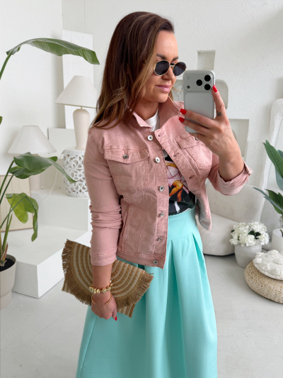 Džínová bunda elastická starorůžová 