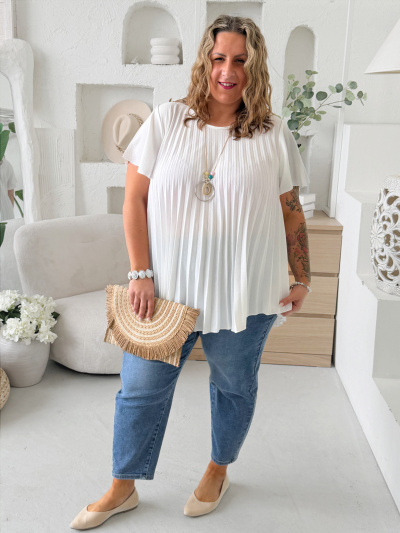 Halenka Plisa do 4XL bílá