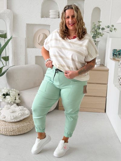 Elastické kalhoty Siera do 4XL mint