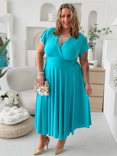 Áčkové šaty Ladonna do 4XL tyrkysové