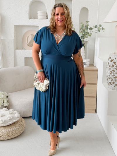 Áčkové šaty Ladonna do 4XL petrolej