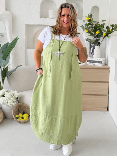 Laclové šaty Summer Myself z tenčího materiálu do 4XL - limetka