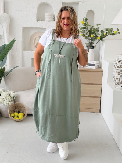 Laclové šaty Summer Myself z tenčího materiálu do 4XL - khaki
