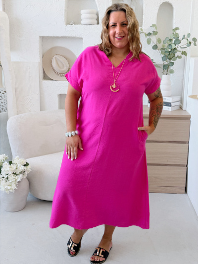 Šaty Naira do V do 3XL - fuchsiové
