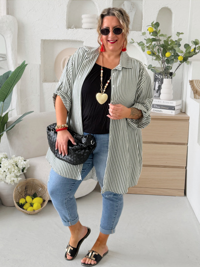 Krepová košile do 5XL - khaki