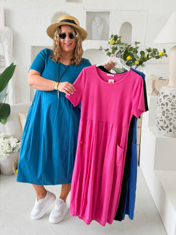 Balonové šaty Irma do 4XL - petrolej