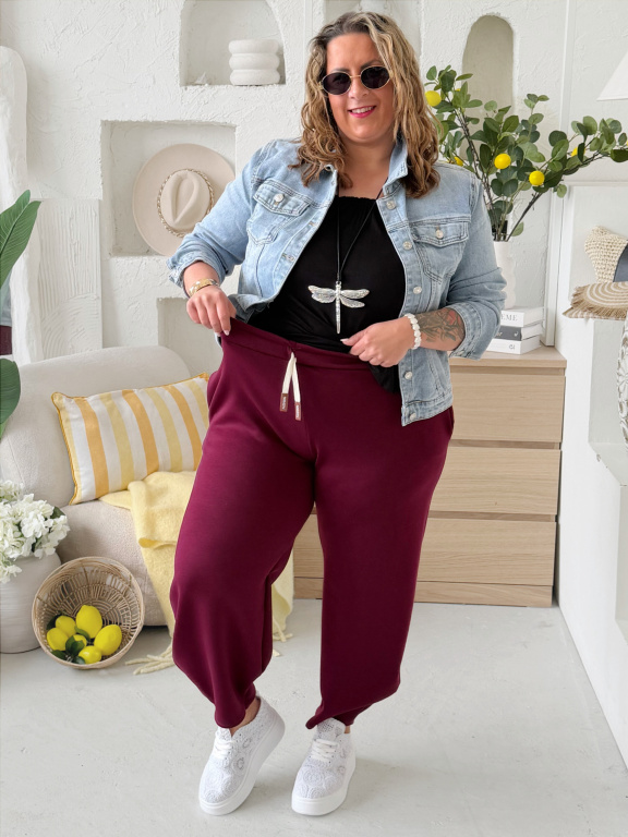 Volnočasové kalhoty máslové Erin do 3XL - bordó