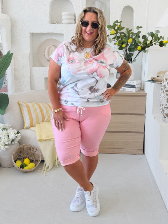 Větší superstrečové capri kalhoty Florida - meruňkové