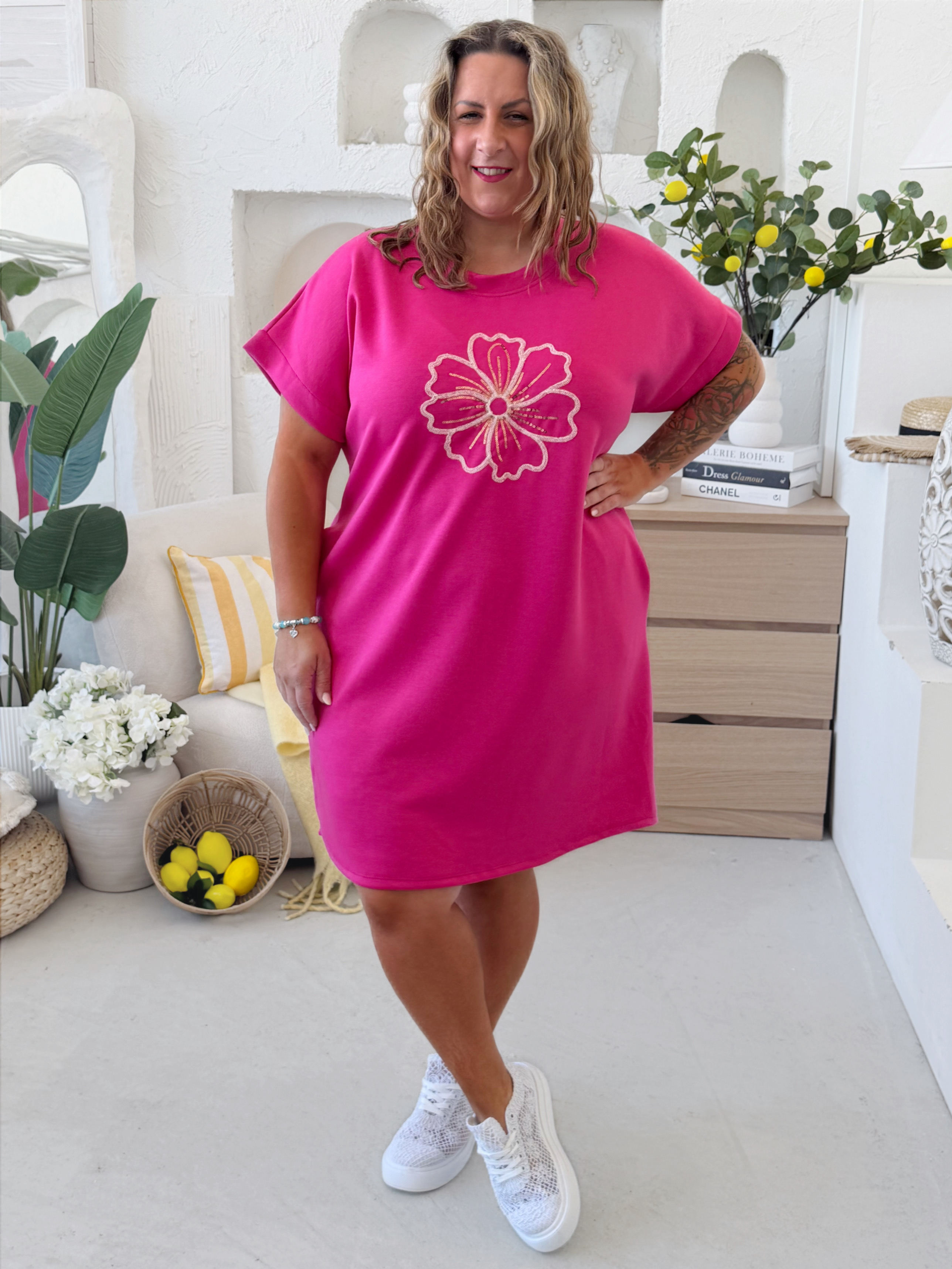 Máselkové šaty Flora do 4XL - fuchsia