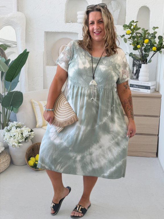 Batikované šaty Anna do 4XL khaki