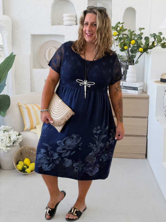 Lehounké šaty Rosie do 4XL tmavě modré