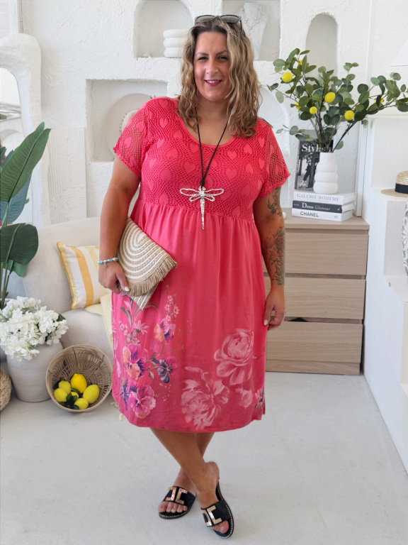 Lehounké šaty Rosie do 4XL lososové