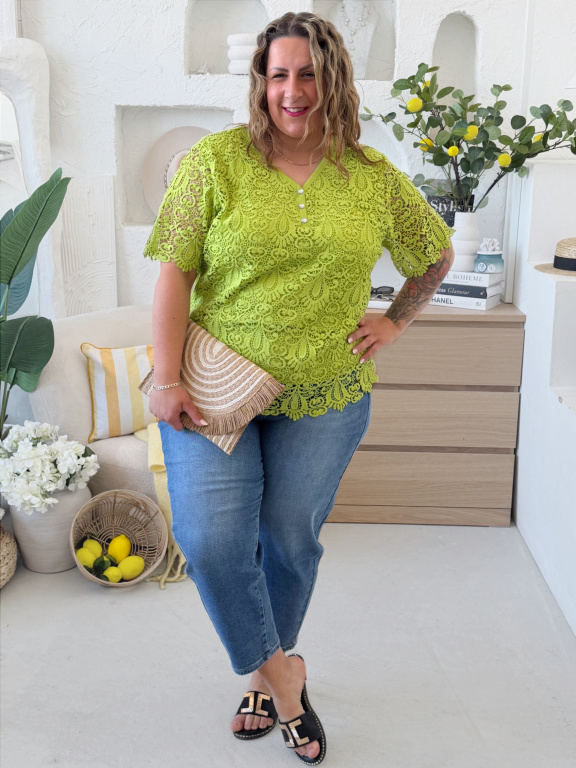 Krajkové tričko Diana do 3XL - limetka