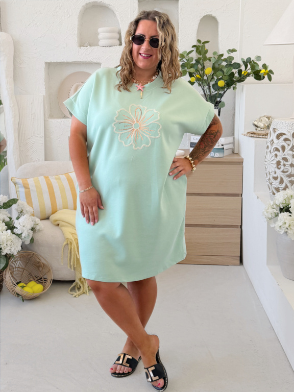 Máselkové šaty Flora do 4XL - mint