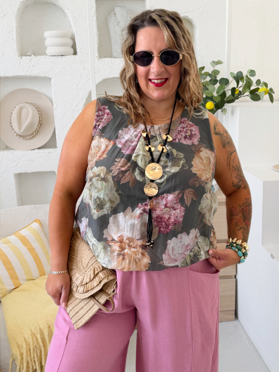 Šifonové tílko Diana s podšívkou - khaki