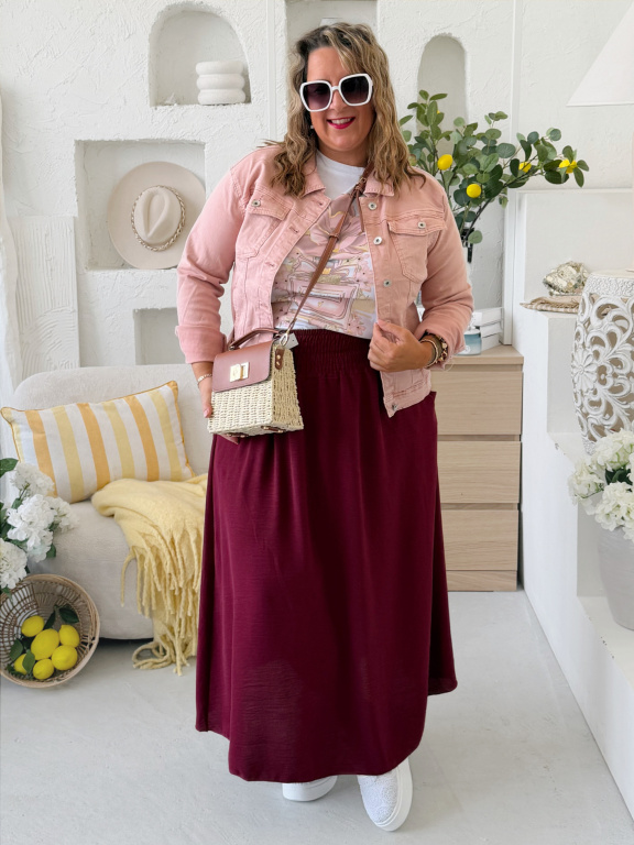 Sukně z nemačkavého materiálu do 5XL burgundy